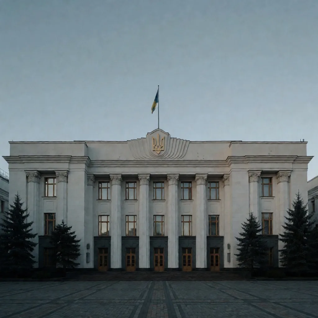 Edificio gubernamental en Kiev al amanecer