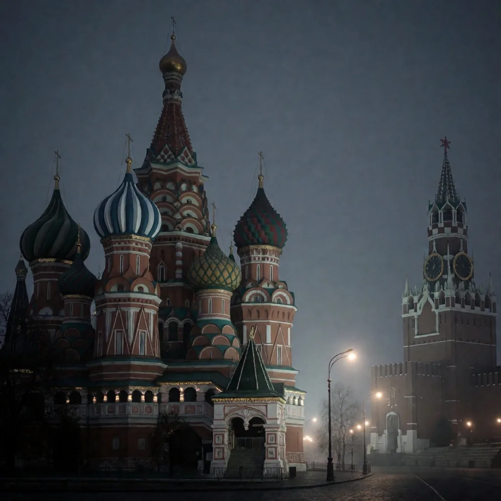 Perfil del Kremlin en Moscú al anochecer