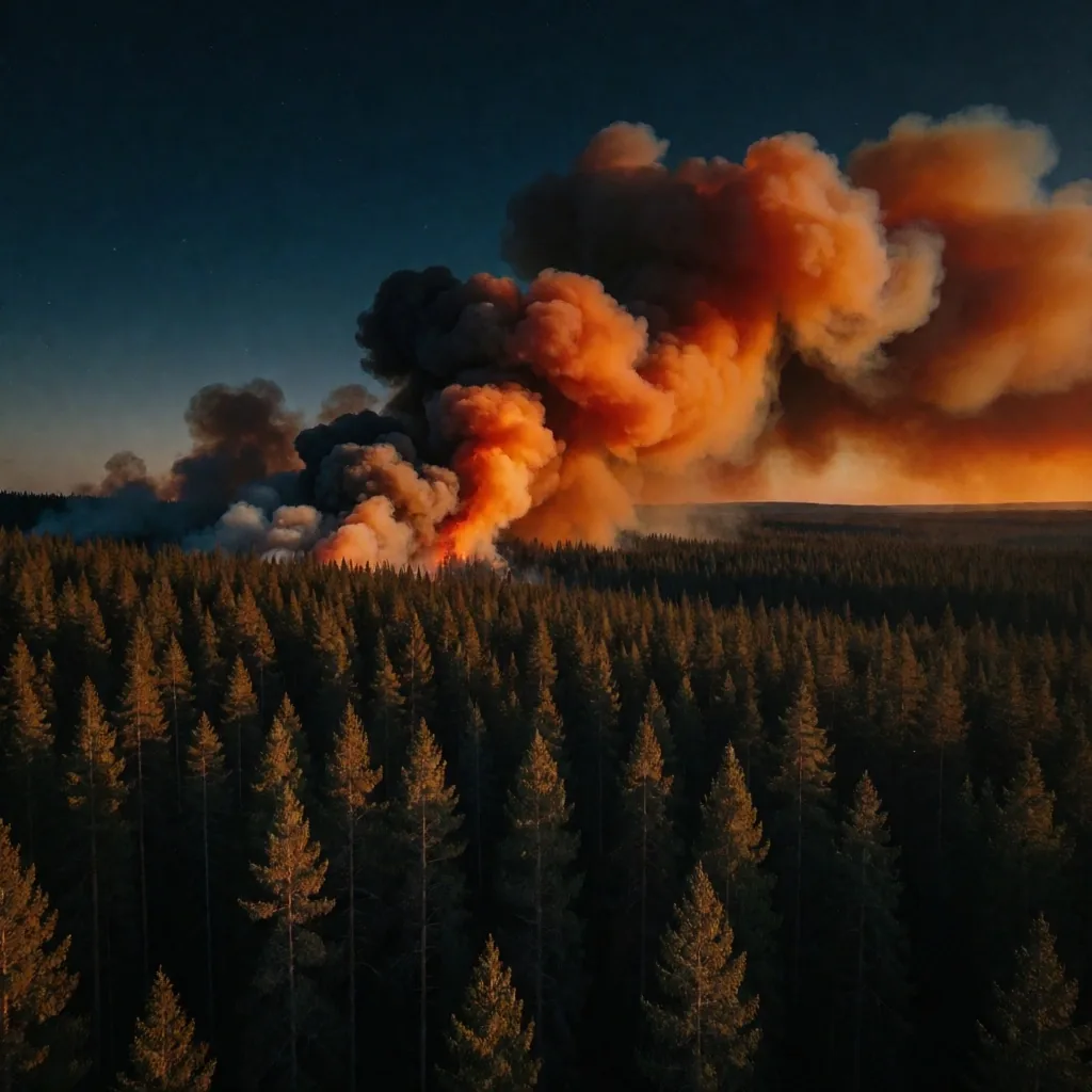 Incendio forestal al amanecer