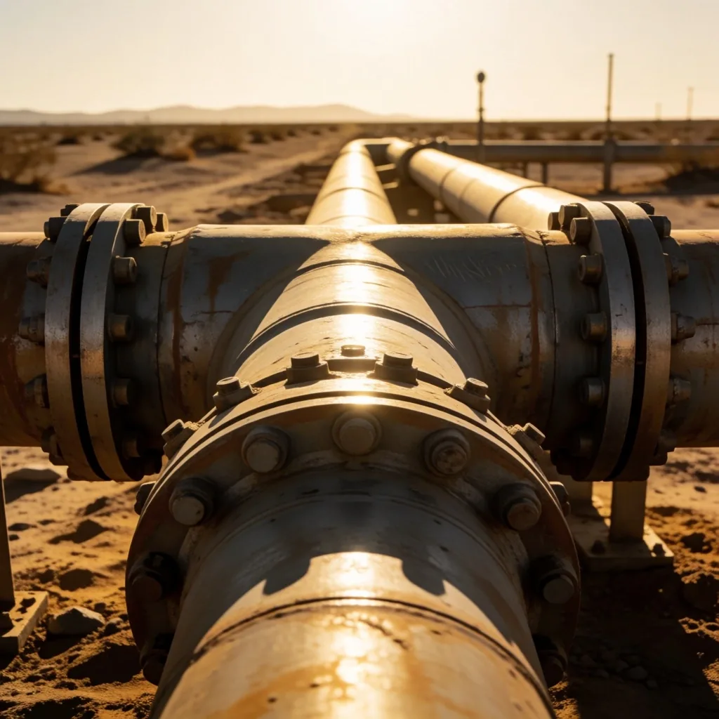 Refinería de petróleo al atardecer
